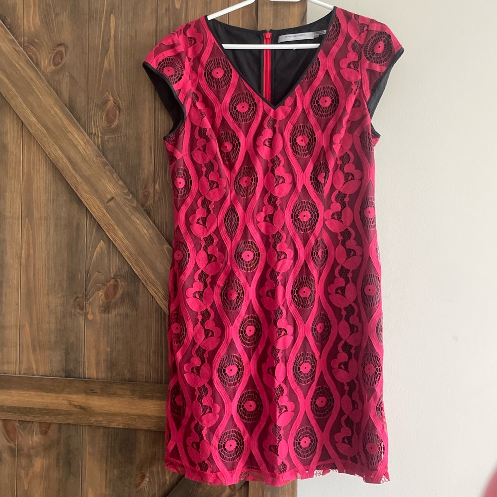 Marc New York Andrew Marc Red Lace Black Dress